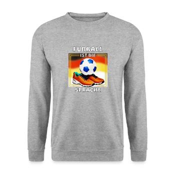 FUßBALL FUßBALLSCHUHE FUßBALL IST DIE SPRACHE - Unisex Pullover - Weißgrau meliert - Vorne - Alina (178cm) & Michal (187cm)
