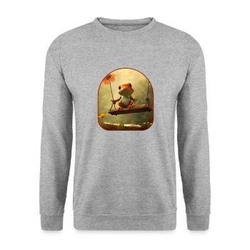 Frosch Marienkäfer Wippe Spielplatz Spaß Cottagecore T - Unisex Pullover - Weißgrau meliert - Vorne - Alina (178cm) & Michal (187cm)