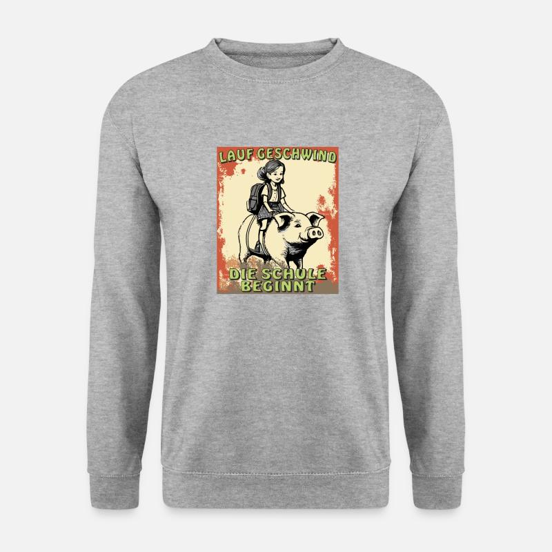SCHWEIN MÄDCHEN SCHULE BEGINNT - Unisex Pullover - Weißgrau meliert
