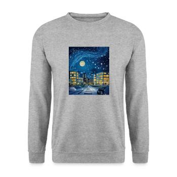 National Payroll Week Sternennacht-Hemd - Unisex Pullover - Weißgrau meliert - Vorne - Alina (178cm) & Michal (187cm)