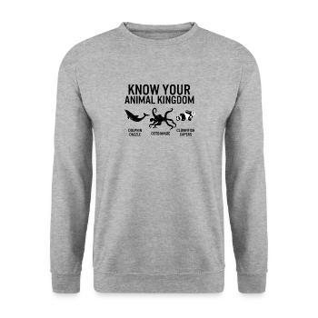Chemise de l’océan, connaître votre dauphin du règne animal - Sweat-shirt Unisexe - gris chiné - Devant - Alina (178cm) & Michal (187cm)