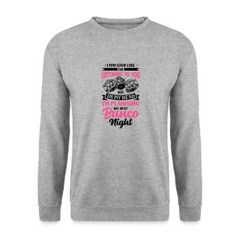 Bunco Squad Bunco Dice Bunco Game Night - Unisex Sweatshirt - salt & pepper - Front - Alina (178cm) & Michal (187cm)