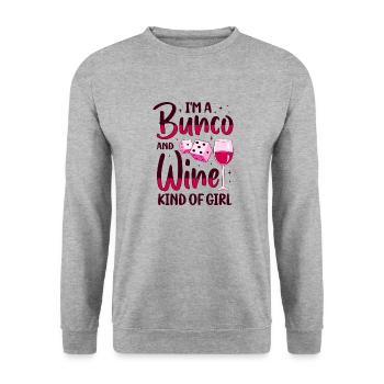 Bunco Squad Bunco Dice Bunco Game Night - Unisex Sweatshirt - salt & pepper - Front - Alina (178cm) & Michal (187cm)