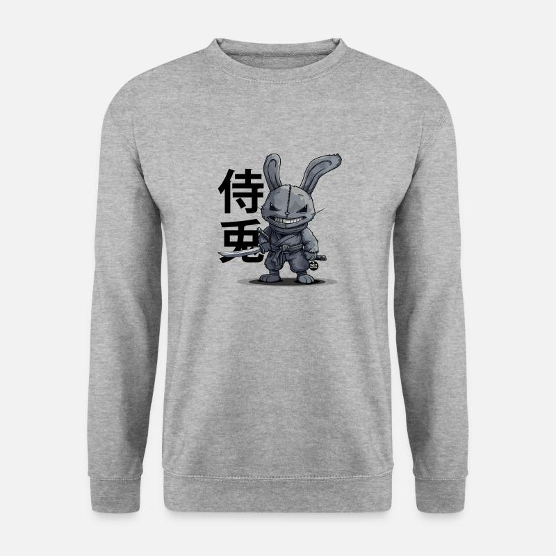 Samurai-Kaninchen - Unisex Pullover - Weißgrau meliert