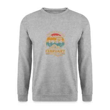 Février 1934 Vintage Anniversaire 1934 Cadeau - Sweat-shirt Unisexe - gris chiné - Devant - Alina (178cm) & Michal (187cm)