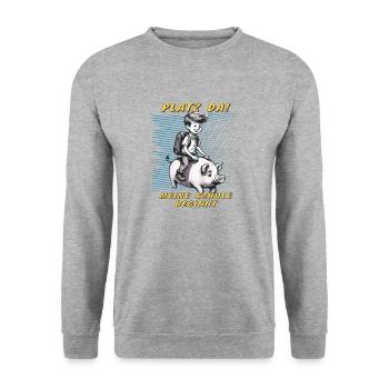 DÉBUT DE L’ÉCOLE DES COCHONS - Sweat-shirt Unisexe - gris chiné - Devant - Alina (178cm) & Michal (187cm)
