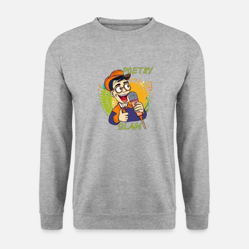 MANN MIKROFON POETRY SLAM - Unisex Pullover - Weißgrau meliert