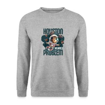 Donkey - Houston We Have a Problem - Unisex Sweatshirt - salt & pepper - Front - Alina (178cm) & Michal (187cm)