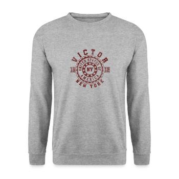 Victor NY | New York Travel & Souvenir Gift - Unisex Sweatshirt - salt & pepper - Front - Alina (178cm) & Michal (187cm)
