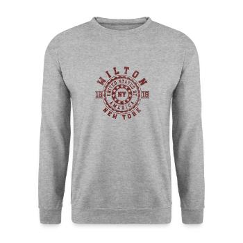 Wilton NY | New York Travel & Souvenir Gift - Unisex Sweatshirt - salt & pepper - Front - Alina (178cm) & Michal (187cm)