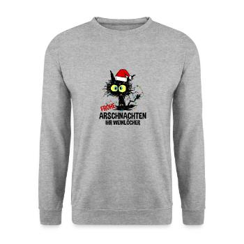 Happy ass nights you wine holes - Unisex Sweatshirt - salt & pepper - Front - Alina (178cm) & Michal (187cm)