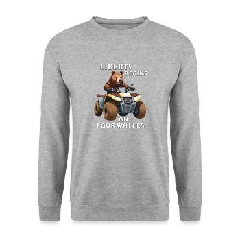 LE QUAD BEAR LIBERTY COMMENCE SUR QUATRE ROUES - Sweat-shirt Unisexe - gris chiné - Devant - Alina (178cm) & Michal (187cm)