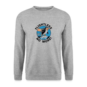 Penguin Jetpack Flight Design - Flightless no more - Unisex Sweatshirt - salt & pepper - Front - Alina (178cm) & Michal (187cm)