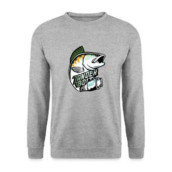 Zander Bolt Logo Design Color - Unisex Pullover - Weißgrau meliert - Vorne - Alina (178cm) & Michal (187cm)