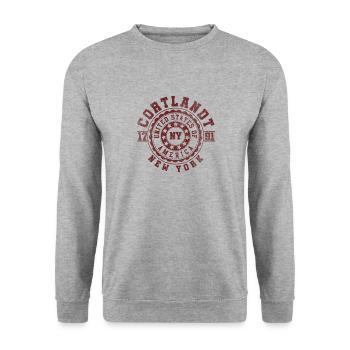 Cortlandt NY | New York Travel & Souvenir Gift - Unisex Sweatshirt - salt & pepper - Front - Alina (178cm) & Michal (187cm)
