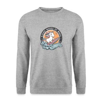 Unicorn Surfing: Riding Waves of Magic! Art Design - Unisex Sweatshirt - salt & pepper - Front - Alina (178cm) & Michal (187cm)