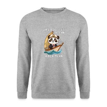 PANDA BEAR SAILBOAT THE BOAT IS SMALL BUT MINE - Unisex Sweatshirt - salt & pepper - Front - Alina (178cm) & Michal (187cm)