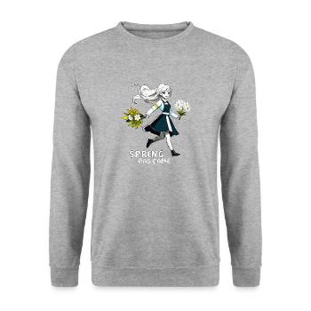 MRS. BLUMEN SPRING HAS COME - Unisex Sweatshirt - salt & pepper - Front - Alina (178cm) & Michal (187cm)