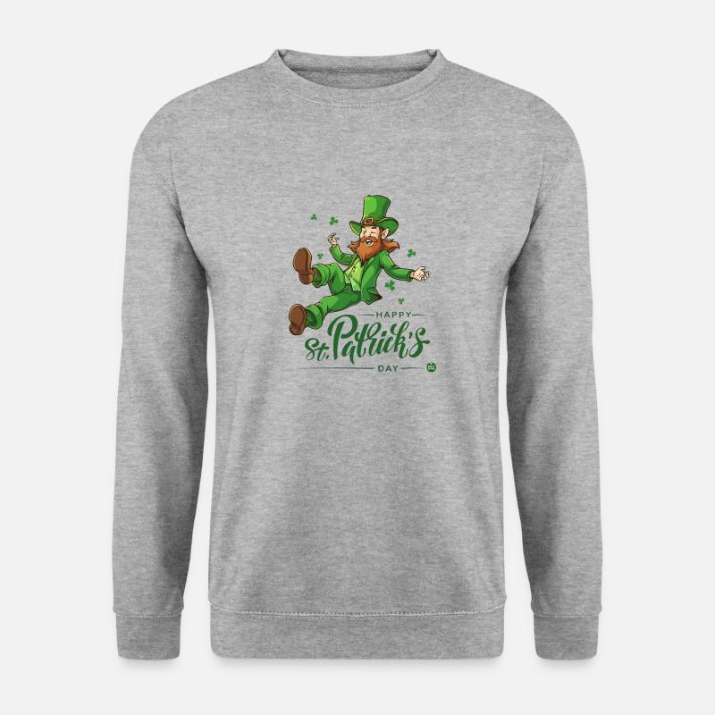 Glücksbringer Kobold - Unisex Pullover - Weißgrau meliert