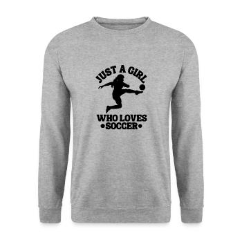 Fußballmannschaft Fußballspieler Fußballdesign - Unisex Pullover - Weißgrau meliert - Vorne - Alina (178cm) & Michal (187cm)