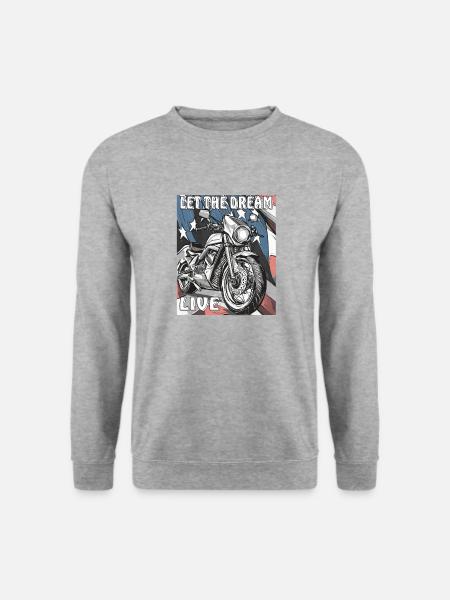 MOTORRAD AMERIKA FLAGGE LET THE DREAM - Unisex Pullover - Weißgrau meliert