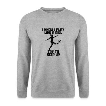 Fußballmannschaft Fußballdesign Fußballspieler - Unisex Pullover - Weißgrau meliert - Vorne - Alina (178cm) & Michal (187cm)