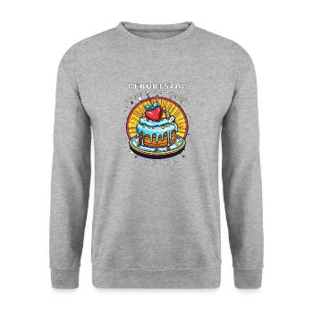 GEBURTSTAG TORTE DIESES SHIRT - Unisex Pullover - Weißgrau meliert - Vorne - Alina (178cm) & Michal (187cm)
