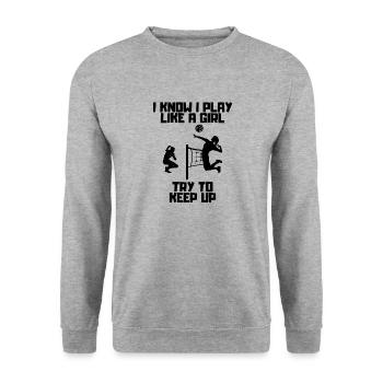 Volley-ball cadeau Volley-ball joueur de beach-volley - Sweat-shirt Unisexe - gris chiné - Devant - Alina (178cm) & Michal (187cm)
