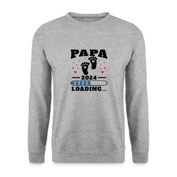 Papa 2024 Drôle Cadeau Fête Des Pères Enceinte - Sweat-shirt Unisexe - gris chiné - Devant - Alina (178cm) & Michal (187cm)