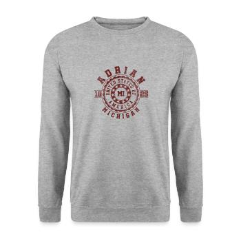 Adrian MI | Michigan Travel & Souvenir Gift - Unisex Sweatshirt - salt & pepper - Front - Alina (178cm) & Michal (187cm)
