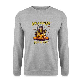 HALLOWEEN TRICK OR TREAT - Sweat-shirt Unisexe - gris chiné - Devant - Alina (178cm) & Michal (187cm)