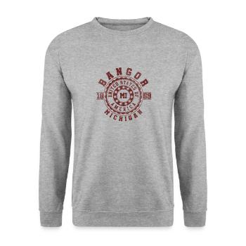 Bangor MI | Michigan Travel & Souvenir Gift - Unisex Sweatshirt - salt & pepper - Front - Alina (178cm) & Michal (187cm)