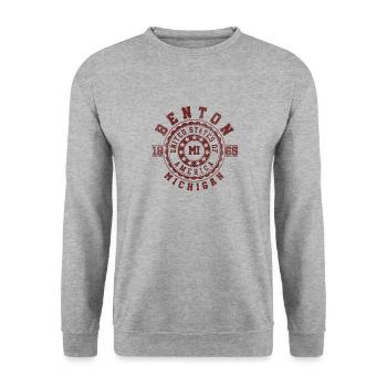 Benton MI | Michigan Travel & Souvenir Gift - Unisex Sweatshirt - salt & pepper - Front - Alina (178cm) & Michal (187cm)