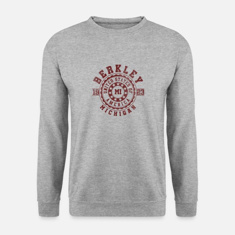 Berkley MI | Michigan Reise & Souvinier Geschenk - Unisex Pullover - Weißgrau meliert