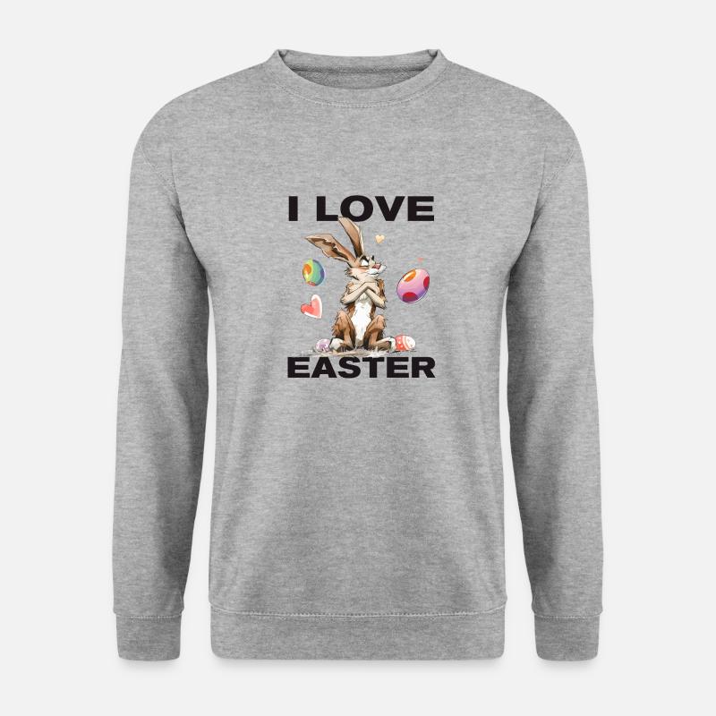 Ich LIEBE Ostern! - Unisex Pullover - Weißgrau meliert