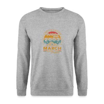 Mars 2003 Vintage Retro Cadeau D’anniversaire - Sweat-shirt Unisexe - gris chiné - Devant - Alina (178cm) & Michal (187cm)