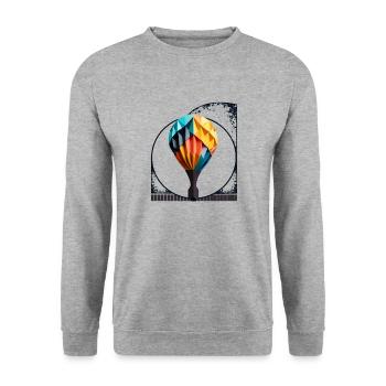 Origami Style Folded Paper Pickleball Paddle - Unisex Sweatshirt - salt & pepper - Front - Alina (178cm) & Michal (187cm)