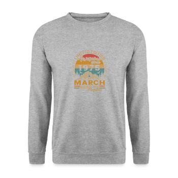 March 1975 Vintage Birthday Gift - Unisex Sweatshirt - salt & pepper - Front - Alina (178cm) & Michal (187cm)