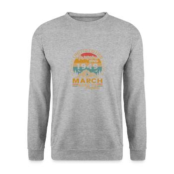 March 1949 Vintage Retro Birthday Gift - Unisex Sweatshirt - salt & pepper - Front - Alina (178cm) & Michal (187cm)