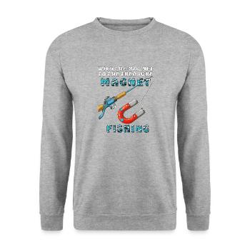 PÊCHER AVEC L’AIMANT AU TRÉSOR - Sweat-shirt Unisexe - gris chiné - Devant - Alina (178cm) & Michal (187cm)