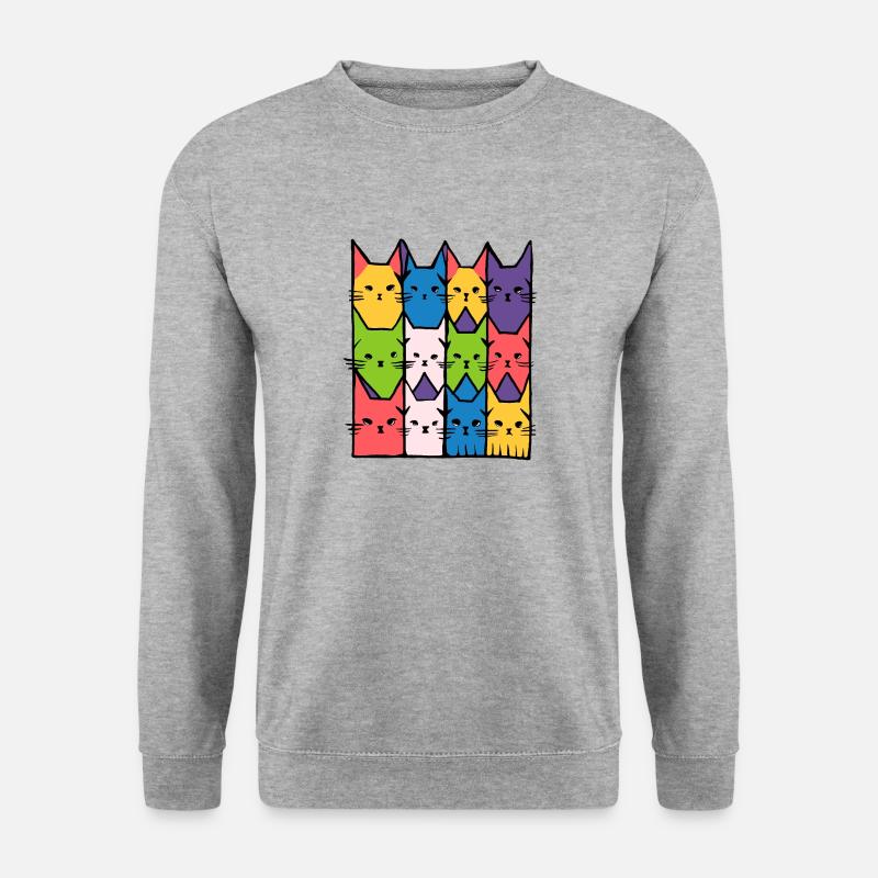 regenbogen Katzen geometrisch Geschenk Kätzchen - Unisex Pullover - Weißgrau meliert