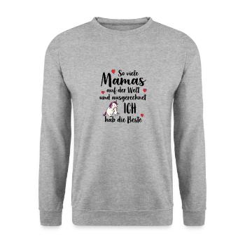Beste Mama So Viele Mamas Ich Hab Die Beste - Unisex Pullover - Weißgrau meliert - Vorne - Alina (178cm) & Michal (187cm)