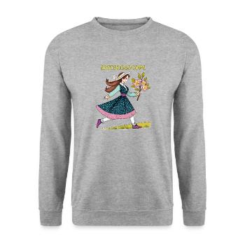 KIND EASTER HAS COME - Unisex Pullover - Weißgrau meliert - Vorne - Alina (178cm) & Michal (187cm)