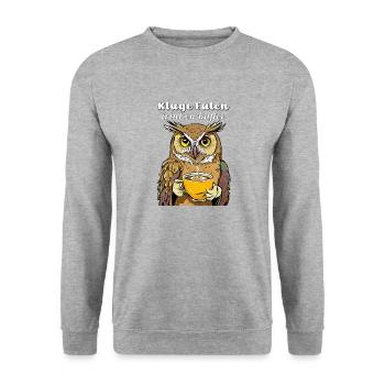Clever owls drinking coffee - Unisex Sweatshirt - salt & pepper - Front - Alina (178cm) & Michal (187cm)