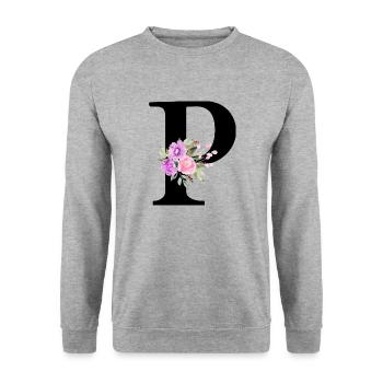 Purple floral letter p - Unisex Sweatshirt - salt & pepper - Front - Alina (178cm) & Michal (187cm)