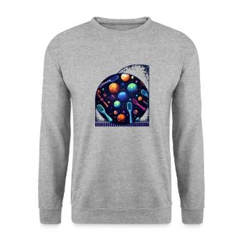 Pagaies de pickleball sur le thème de l’espace galaxie cosmique - Sweat-shirt Unisexe - gris chiné - Devant - Alina (178cm) & Michal (187cm)