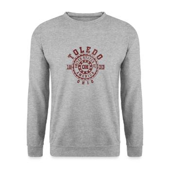 Toledo OH | Ohio Souvenir & Geschenk - Unisex Pullover - Weißgrau meliert - Vorne - Alina (178cm) & Michal (187cm)