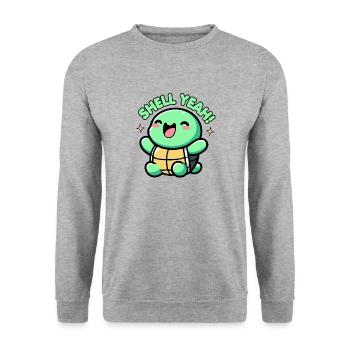Shell Yeah Cute Turtle Lover Pun Funny - Unisex Sweatshirt - salt & pepper - Front - Alina (178cm) & Michal (187cm)
