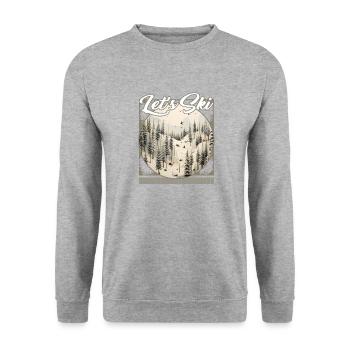 Let’s Ski Alpine Ski Forest Snow Stuck Skis Bird - Unisex Sweatshirt - salt & pepper - Front - Alina (178cm) & Michal (187cm)