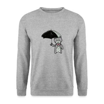 Teddy bear with umbrella - Unisex Sweatshirt - salt & pepper - Front - Alina (178cm) & Michal (187cm)